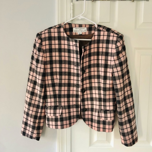 Vintage Rena Rowan for Saville Clueless Style 100% Wool Plaid Button Down Blazer - Picture 2 of 10